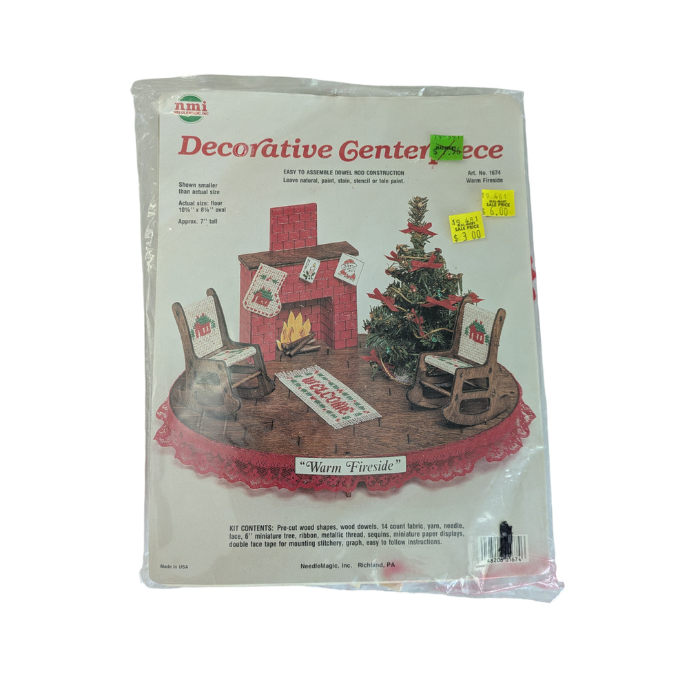 Vintage NMI Decorative Centerpiece Craft Kit 1674 Warm Fireside New Country Xmas